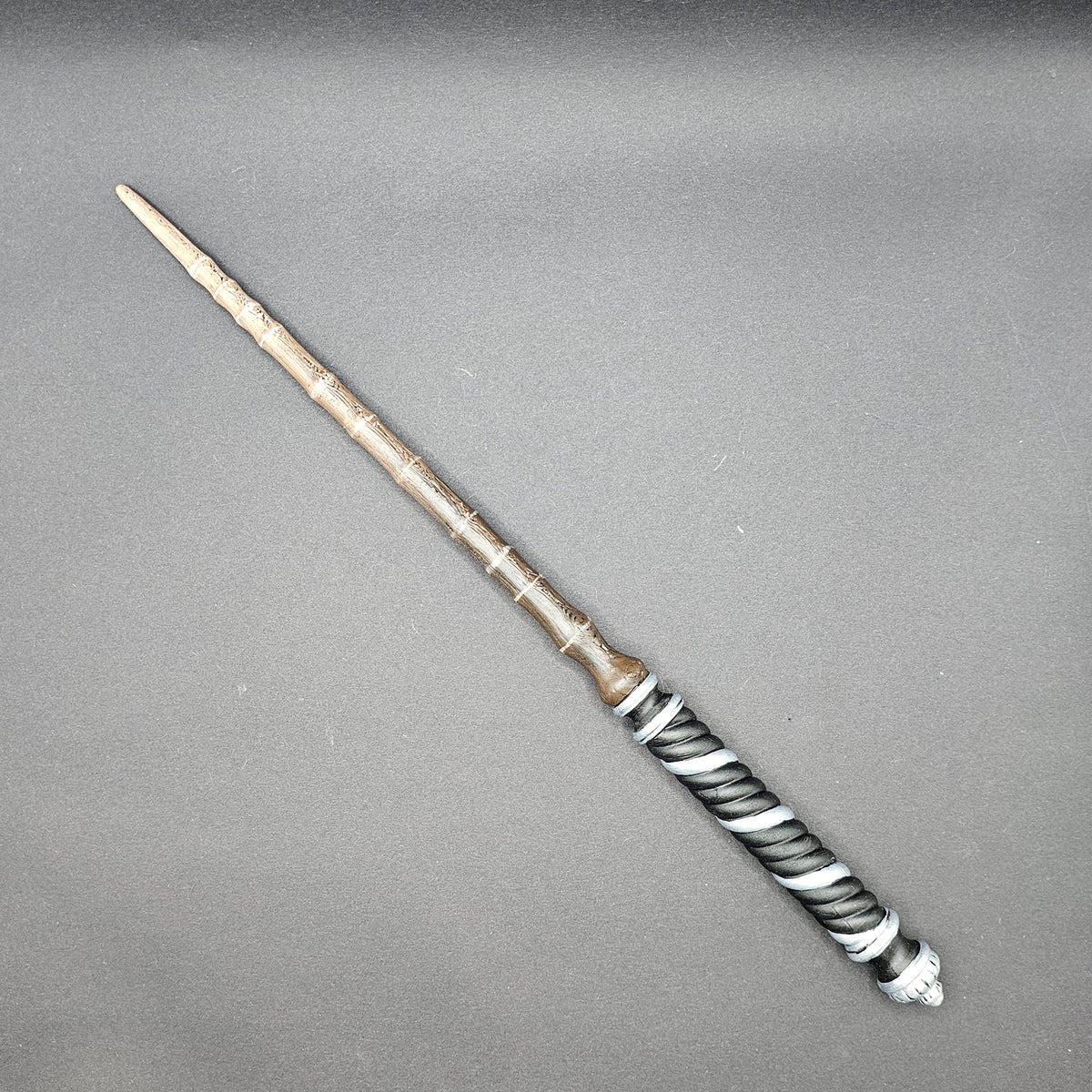 Hogwarts Legacy inspired Ringed Dark Brown & Swirl Dark Grey Wand