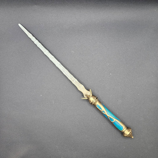 Hogwarts Legacy inspired Ringed Pale Brown & Regal Blue Wand