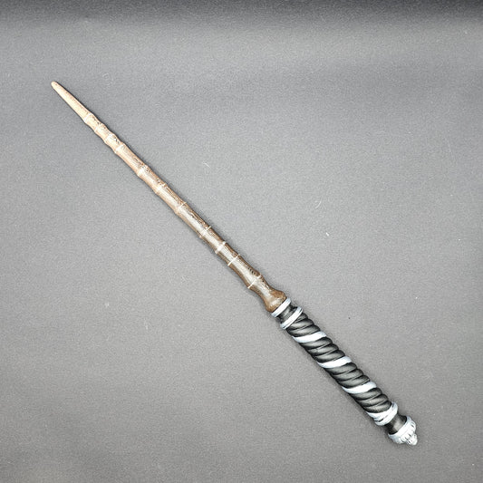 Hogwarts Legacy inspired Ringed Dark Brown & Swirl Dark Grey Wand