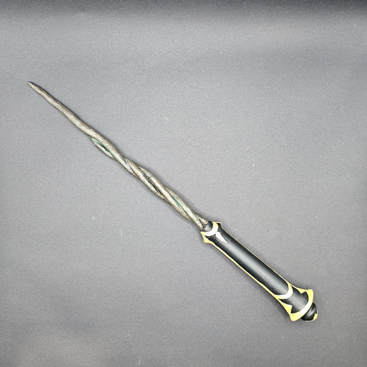 Hogwarts Legacy inspired Spiral Green Grey & Arrow Black Wand