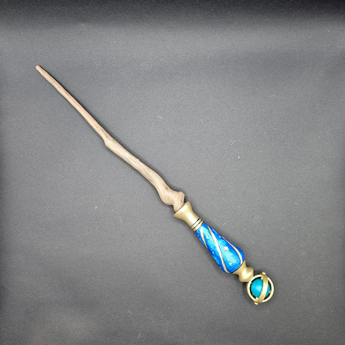 Hogwarts Legacy inspired Notched Warm Brown & Celestial Blue Wand
