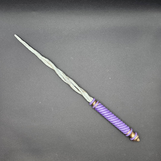 Hogwarts Legacy inspired Spiral Ash Brown & Swirl Lilac Wand