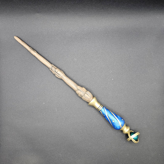 Hogwarts Legacy inspired Stalk Honey Brown & Celestial Blue Wand